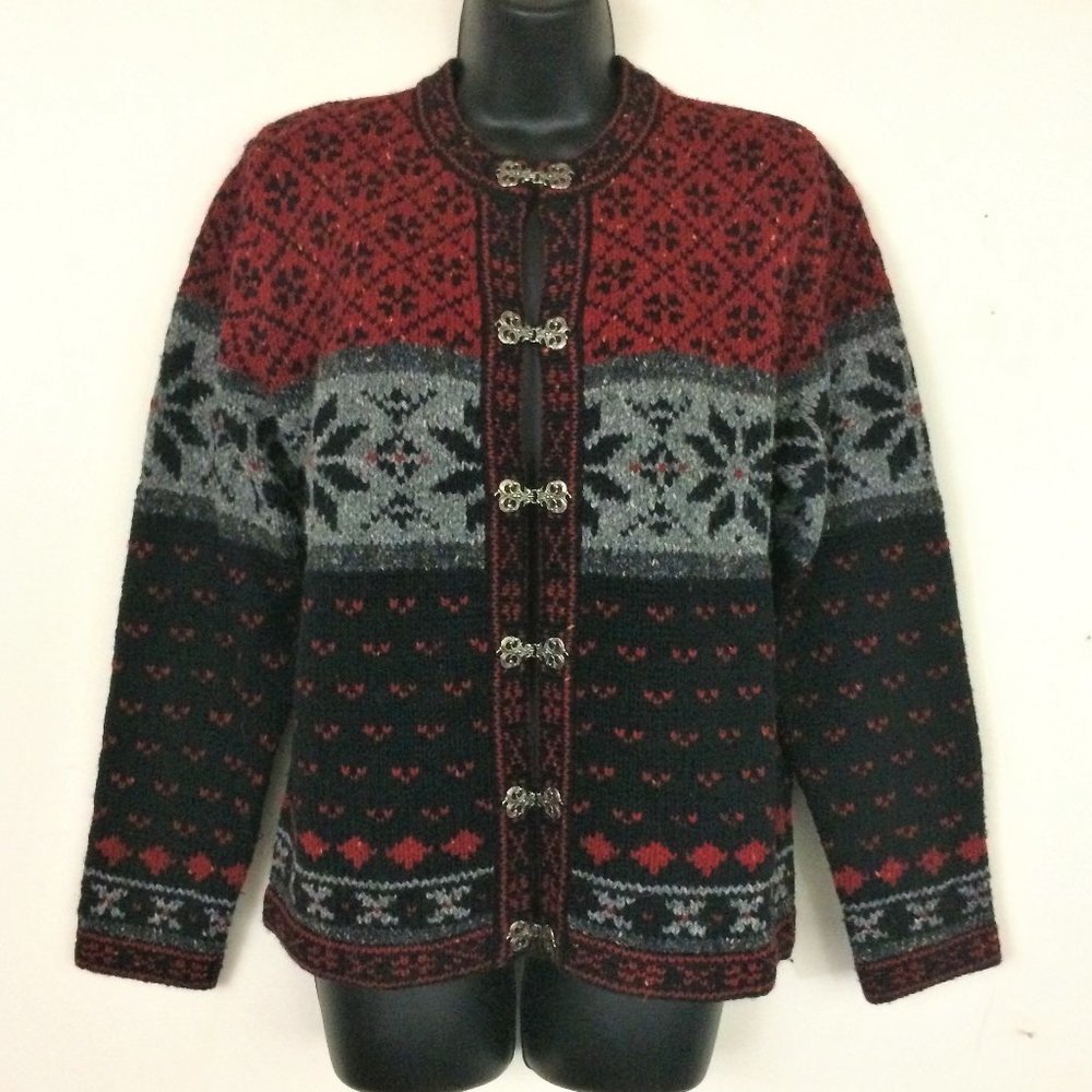 Croft & Barrow Nordic Fair Isle Wool Blend Knit Cardigan Sweater